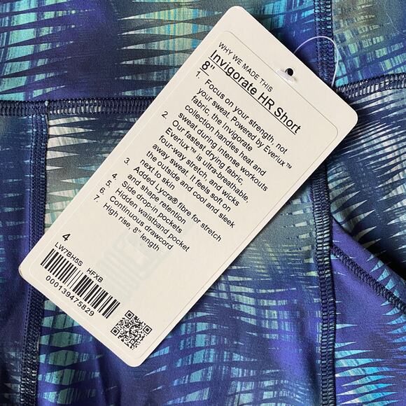 NWT Lululemon Invigorate High-Rise Short 8" - Shapeshifter Flux Blue Multi - 4 - Picture 4 of 9